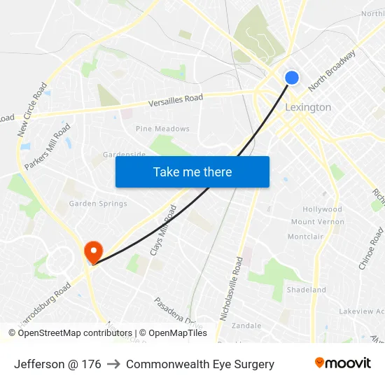 Jefferson @ 176 to Commonwealth Eye Surgery map