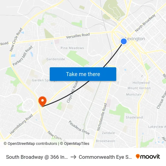 South Broadway @ 366 Inbound to Commonwealth Eye Surgery map