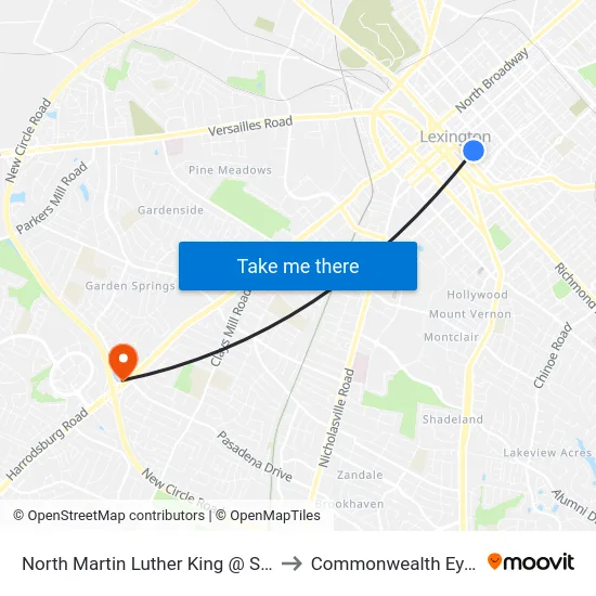 North Martin Luther King @ Short Inbound to Commonwealth Eye Surgery map