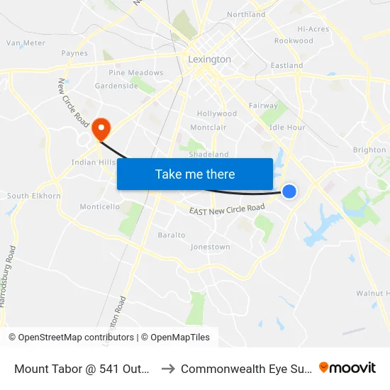 Mount Tabor @ 541 Outbound to Commonwealth Eye Surgery map