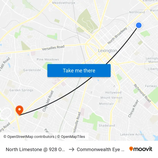 North Limestone @ 928 Outbound to Commonwealth Eye Surgery map