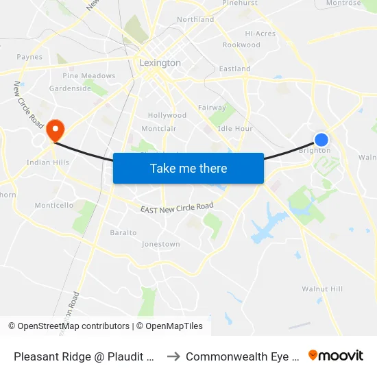 Pleasant Ridge @ Plaudit Outbound to Commonwealth Eye Surgery map