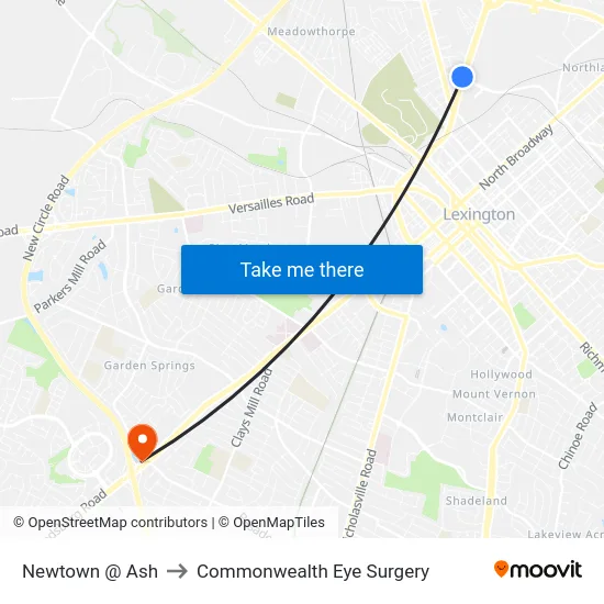 Newtown @ Ash to Commonwealth Eye Surgery map