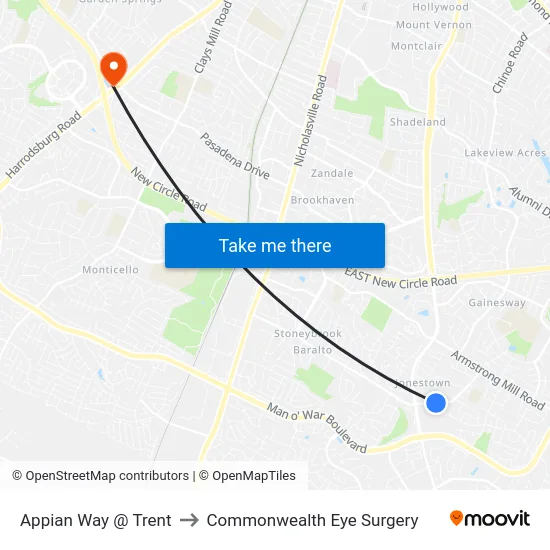 Appian Way @ Trent to Commonwealth Eye Surgery map
