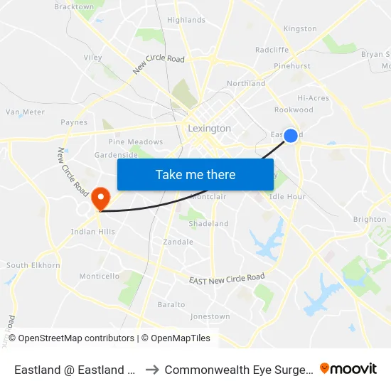 Eastland @ Eastland Sc to Commonwealth Eye Surgery map