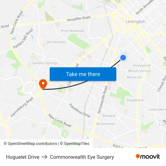Huguelet Drive to Commonwealth Eye Surgery map