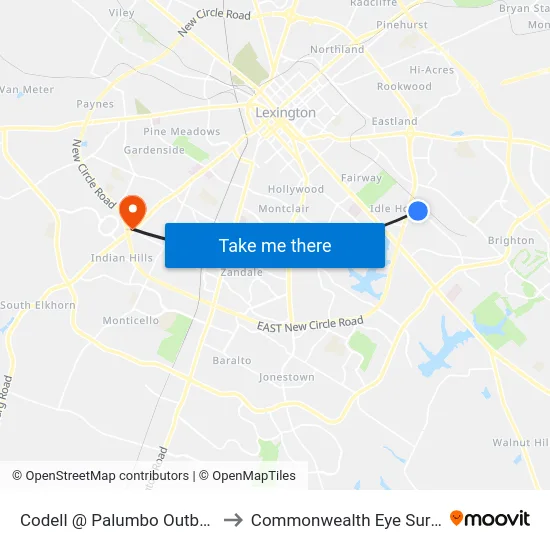 Codell @ Palumbo Outbound to Commonwealth Eye Surgery map