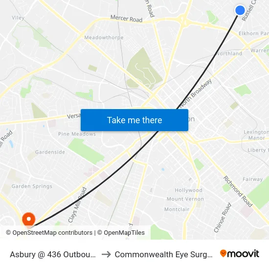 Asbury @ 436 Outbound to Commonwealth Eye Surgery map