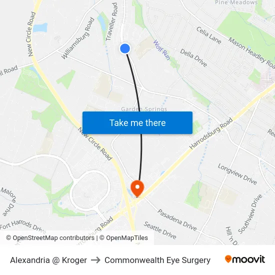Alexandria @  Kroger to Commonwealth Eye Surgery map