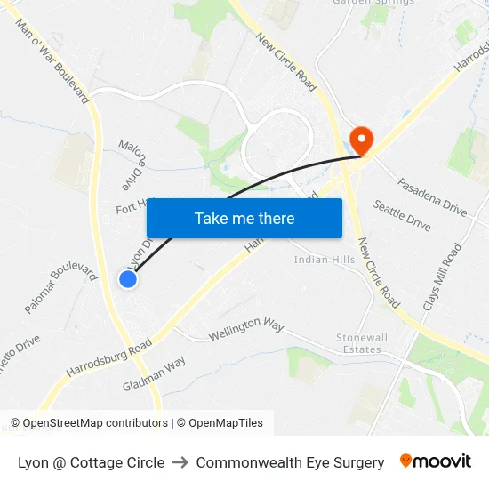 Lyon @ Cottage Circle to Commonwealth Eye Surgery map