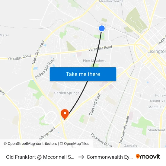 Old Frankfort @ Mcconnell Springs Inboun to Commonwealth Eye Surgery map