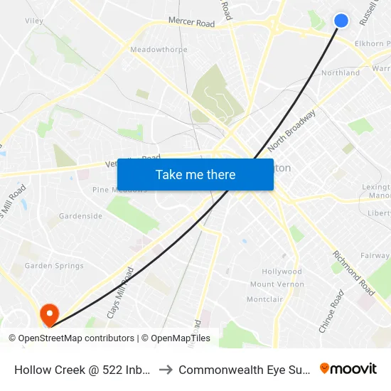 Hollow Creek @ 522 Inbound to Commonwealth Eye Surgery map