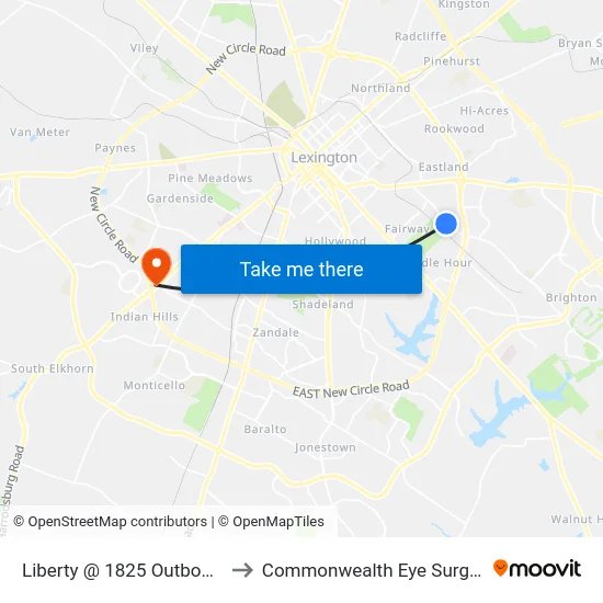 Liberty @ 1825 Outbound to Commonwealth Eye Surgery map