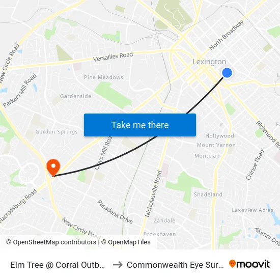 Elm Tree @ Corral Outbound to Commonwealth Eye Surgery map