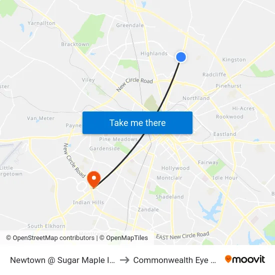 Newtown @ Sugar Maple Inbound to Commonwealth Eye Surgery map