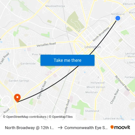 North Broadway @ 12th Inbound to Commonwealth Eye Surgery map