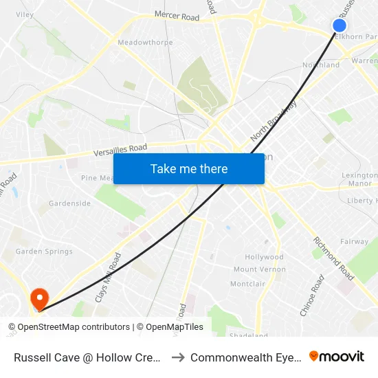 Russell Cave @ Hollow Creek Inbound to Commonwealth Eye Surgery map