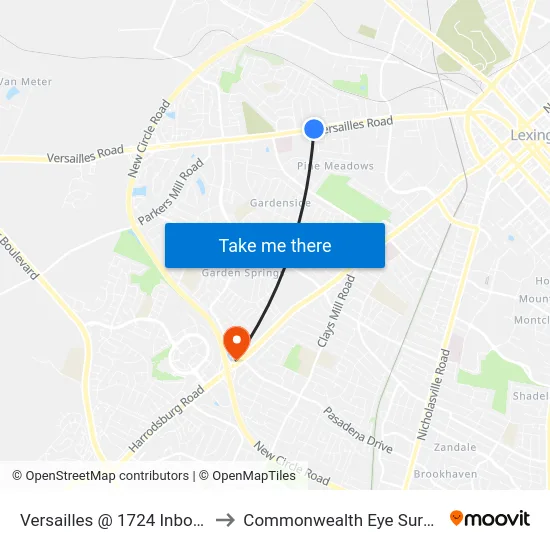 Versailles @ 1724 Inbound to Commonwealth Eye Surgery map