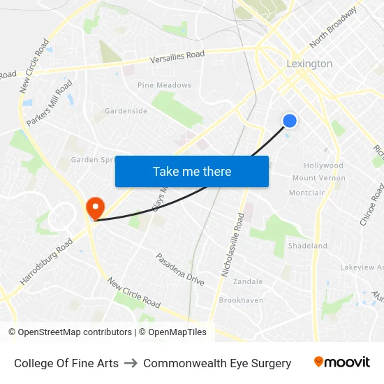 College Of Fine Arts to Commonwealth Eye Surgery map