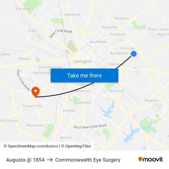Augusta @ 1854 to Commonwealth Eye Surgery map