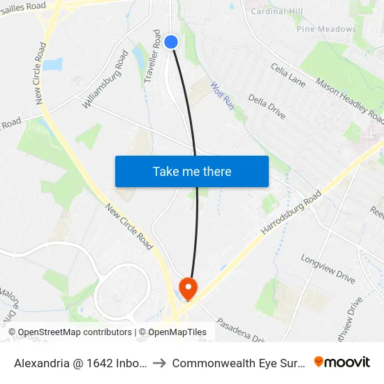 Alexandria @ 1642 Inbound to Commonwealth Eye Surgery map
