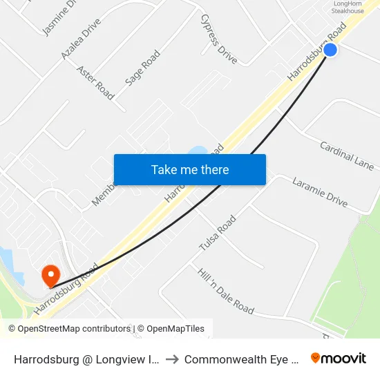 Harrodsburg @ Longview Inbound to Commonwealth Eye Surgery map