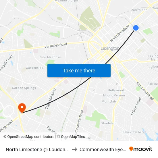 North Limestone @ Loudon Outbound to Commonwealth Eye Surgery map