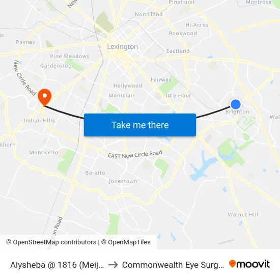 Alysheba @ 1816 (Meijer) to Commonwealth Eye Surgery map