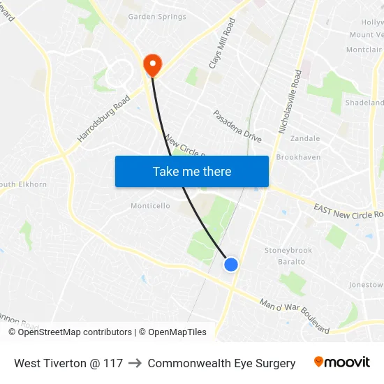 West Tiverton @ 117 to Commonwealth Eye Surgery map