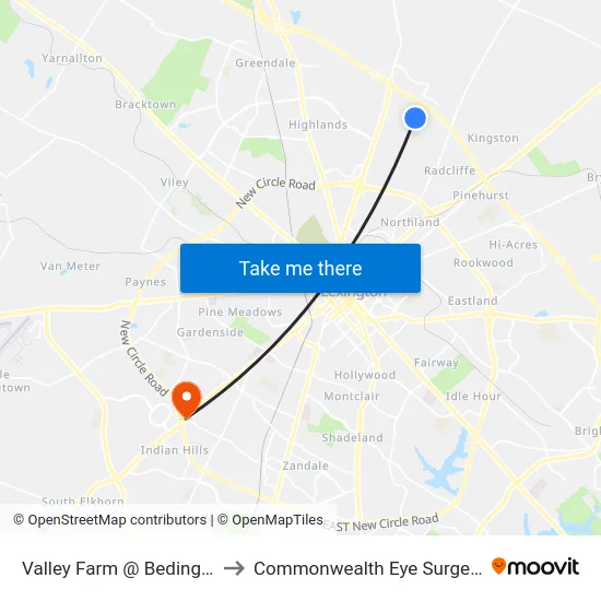 Valley Farm @ Bedinger to Commonwealth Eye Surgery map