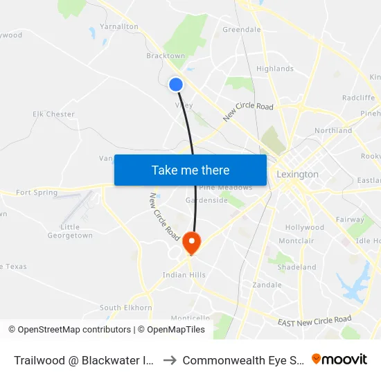 Trailwood @ Blackwater Inbound to Commonwealth Eye Surgery map