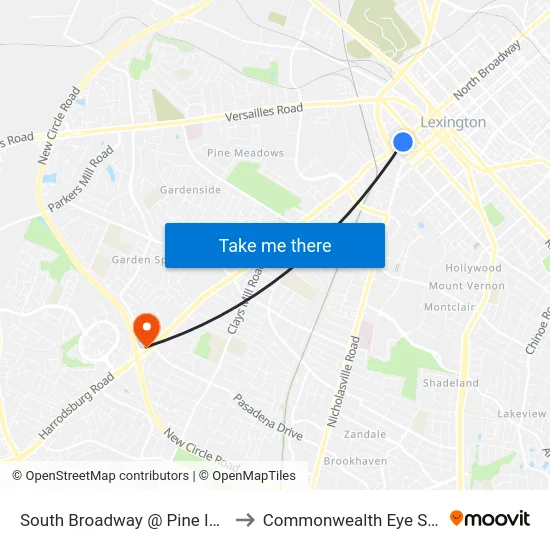 South Broadway @ Pine Inbound to Commonwealth Eye Surgery map