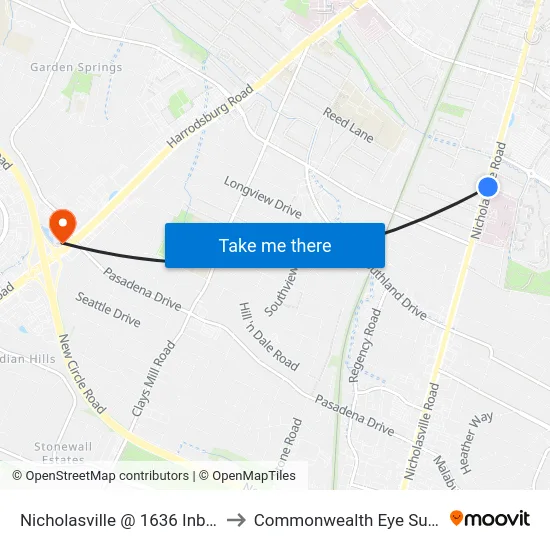 Nicholasville @ 1636 Inbound to Commonwealth Eye Surgery map
