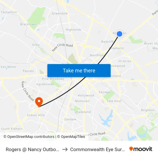 Rogers @ Nancy Outbound to Commonwealth Eye Surgery map