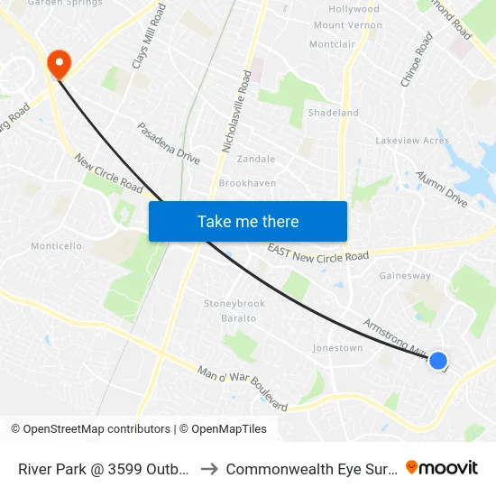 River Park @ 3599 Outbound to Commonwealth Eye Surgery map