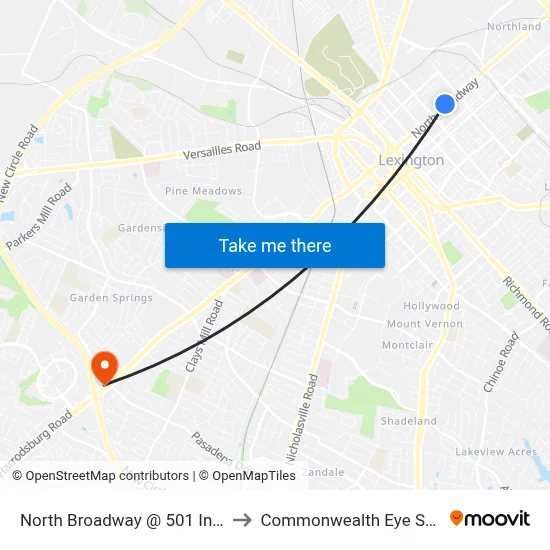 North Broadway @ 501 Inbound to Commonwealth Eye Surgery map