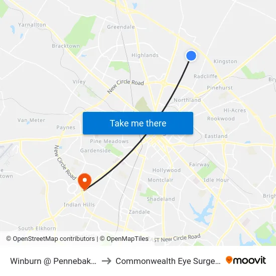 Winburn @ Pennebaker to Commonwealth Eye Surgery map