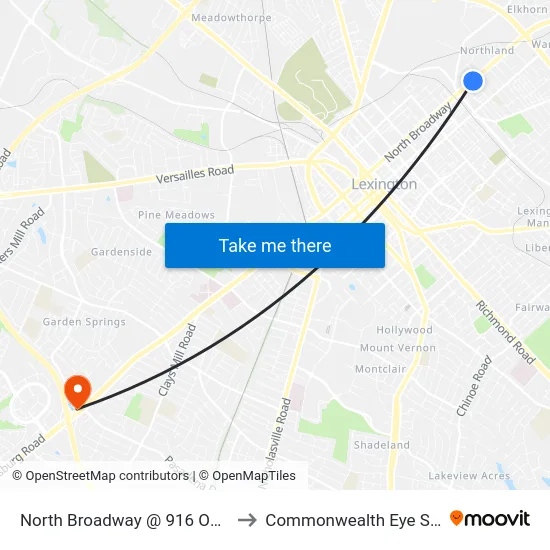 North Broadway @ 916 Outbound to Commonwealth Eye Surgery map
