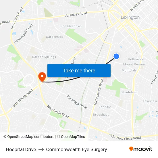 Hospital Drive to Commonwealth Eye Surgery map