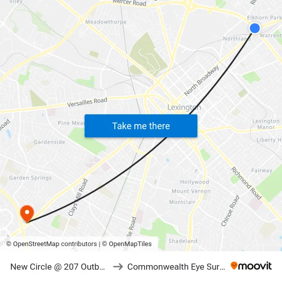 New Circle @ 207 Outbound to Commonwealth Eye Surgery map