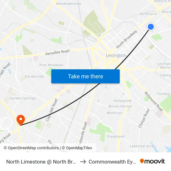 North Limestone @ North Broadway Park to Commonwealth Eye Surgery map