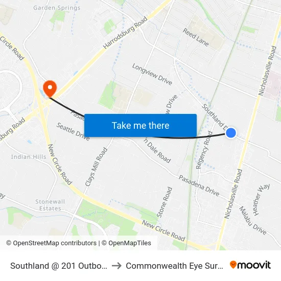 Southland @ 201 Outbound to Commonwealth Eye Surgery map