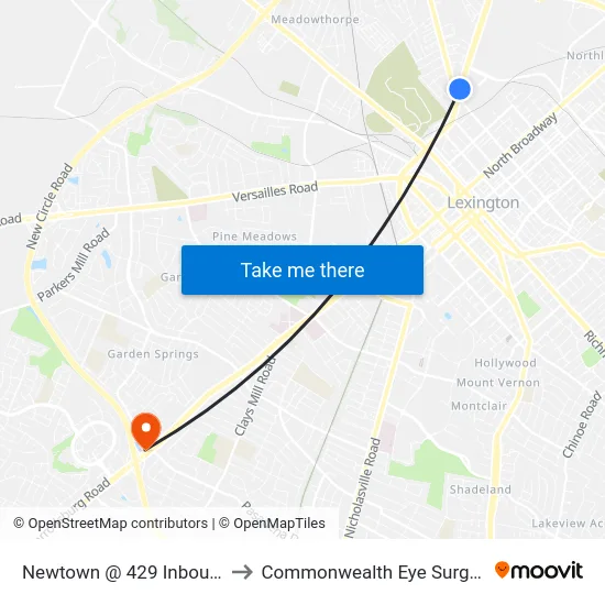 Newtown @ 429 Inbound to Commonwealth Eye Surgery map