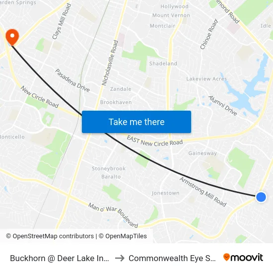 Buckhorn @ Deer Lake Inbound to Commonwealth Eye Surgery map
