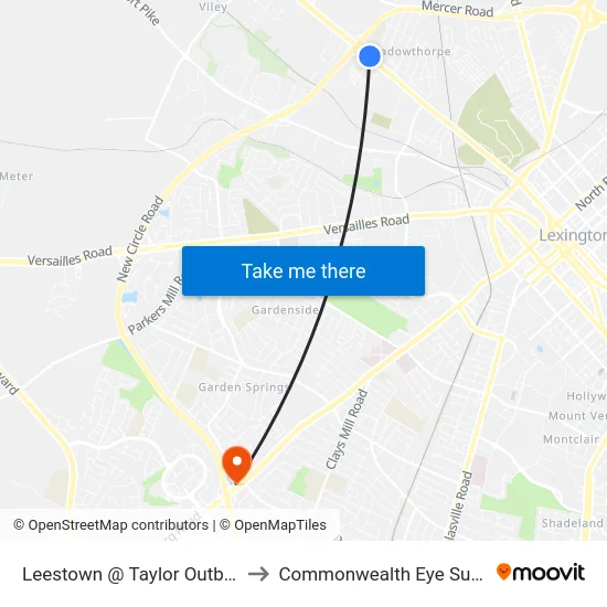 Leestown @ Taylor Outbound to Commonwealth Eye Surgery map