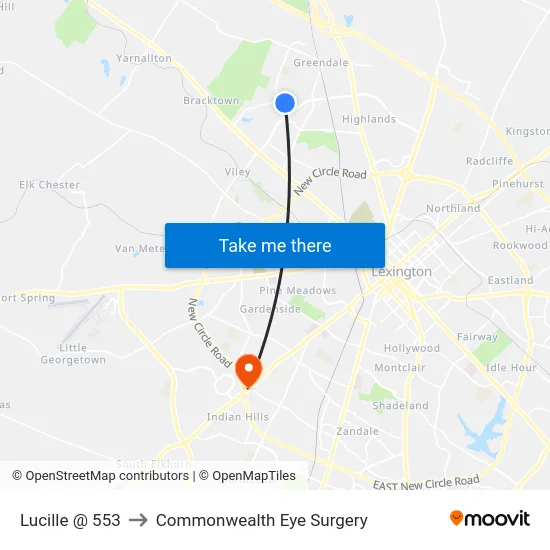 Lucille @ 553 to Commonwealth Eye Surgery map