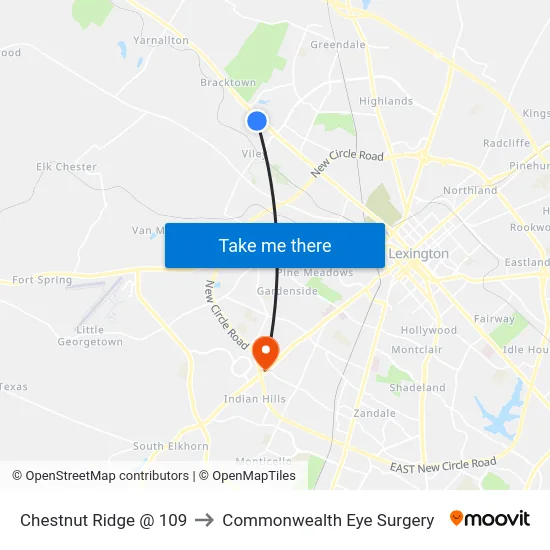 Chestnut Ridge @ 109 to Commonwealth Eye Surgery map