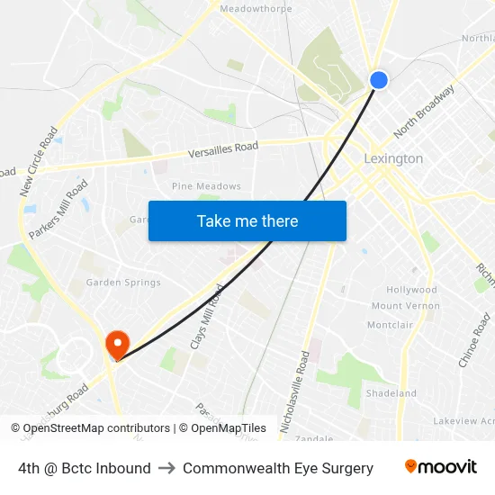4th @ Bctc Inbound to Commonwealth Eye Surgery map