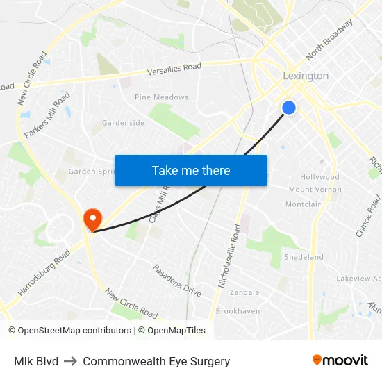 Mlk Blvd to Commonwealth Eye Surgery map