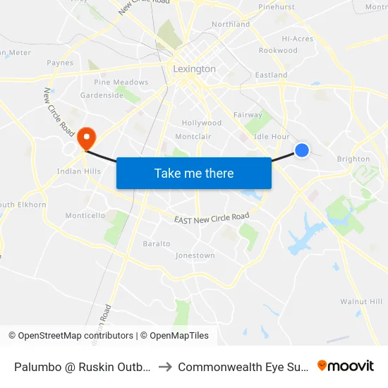 Palumbo @ Ruskin Outbound to Commonwealth Eye Surgery map